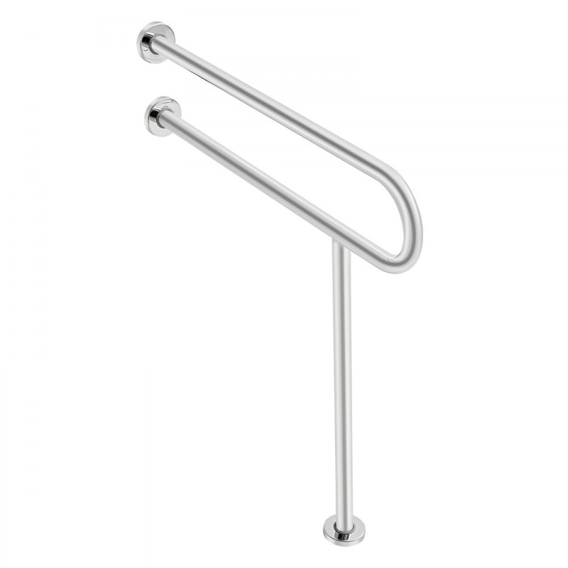 Toilet Safety Rail, 31.5 Inch U-Shaped Handicap Grab Bar, 304 Stainless Steel Senior Safety Pole, 300 Lbs Load Capacity Security Handrail with Support Leg, Toilet Grab Bars with Anti-Slip Handle