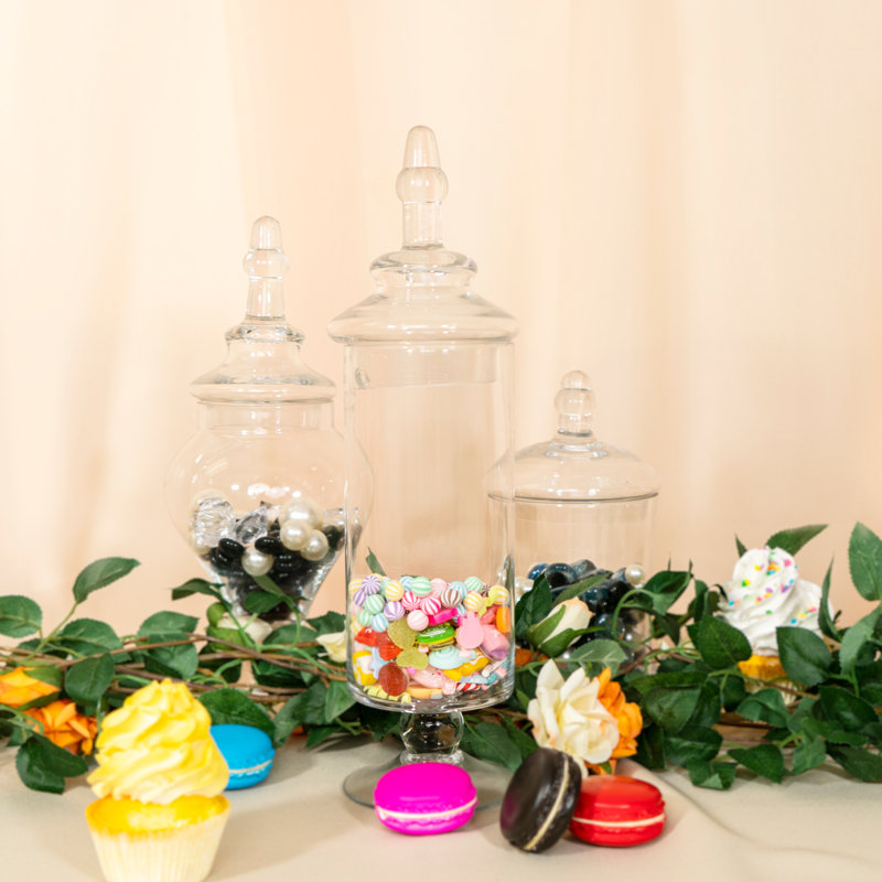 Pot d’apothicaire en verre d’intérieur/extérieur transparent 10,25 po annaclara