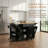 Black Recessed Kitchen Island, Movable With Wheels, Multi-Functional Storage, And Compatible With 10-Gallon Trash Cans For Added Practicality.-2118873775