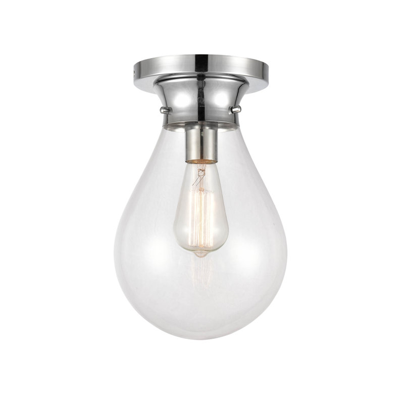 Plafonnier encastré 1 lumière hartell, Ampoule non incluse, Chrome poli, H 12,37 po x l 7,87 po x P 7,87 po