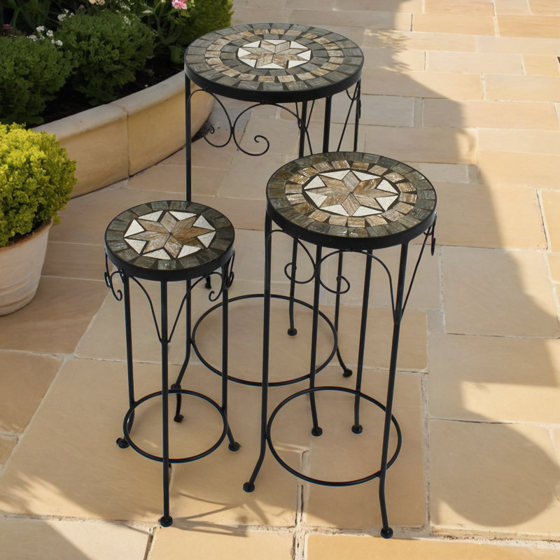 BRAVA 3 Piece Tall ROUND Plantstand Set