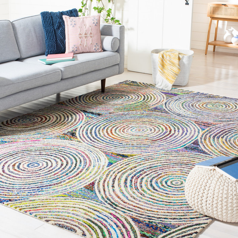 Anaheim Nantucket Hand Tufted Wool/Cotton Oriental Rug in Purple/Green/Blue, Rectangle 9' x 12'