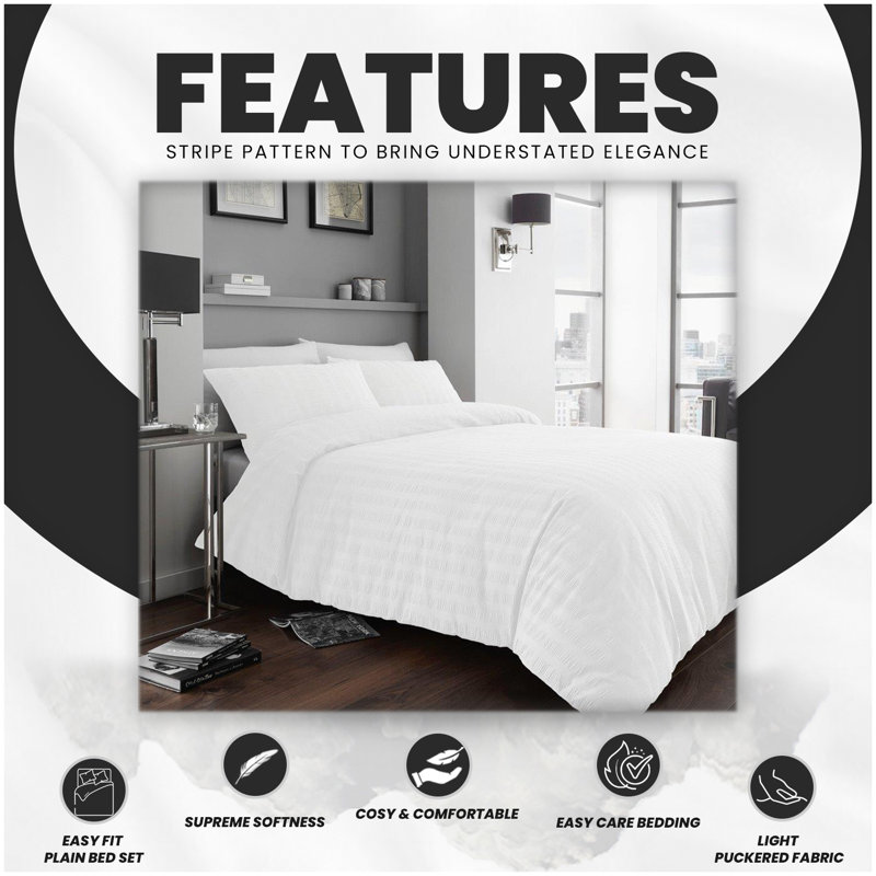 Signature 180 TC Duvet Cover Set, Double - 2 Standard Pillowcases, White