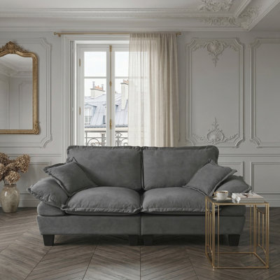 Canapé en chenille pour voilier, causeuse modulaire à 2 places avec accoudoirs courbés, canapé Comfort-First pour petits espaces et appartements, gris