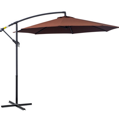 10' Cantilever Offset Patio Umbrella, & Water Resistance, 360 Adjustable Shade, Base Stand, Brown Noticeable Point , Considerable
