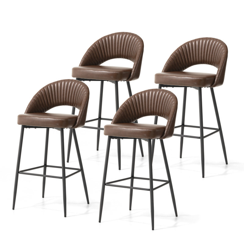 30.25 Modern Quilted Upholstered Bar Stool, Brown