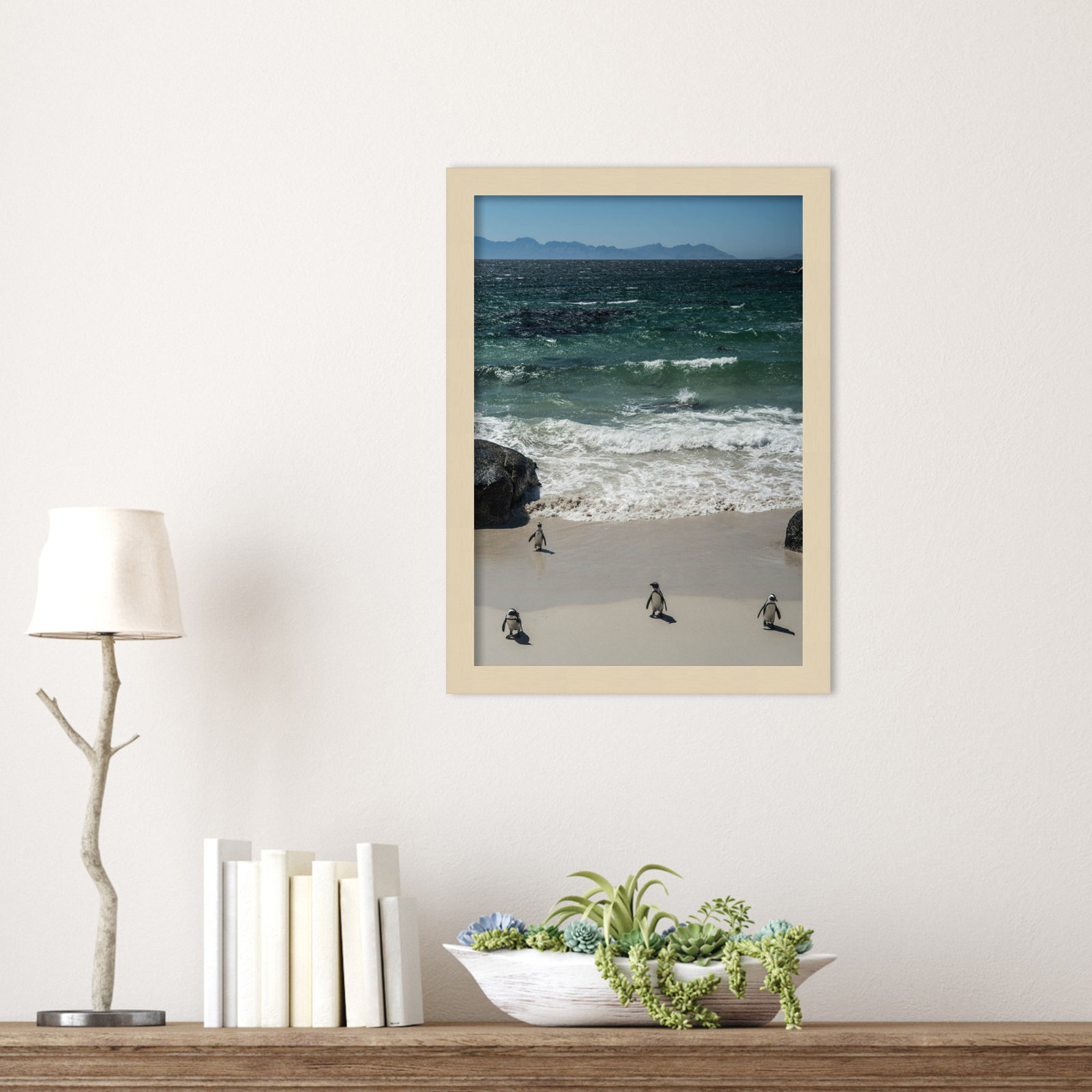 Coming In to the Beach by Shot by Clint Wood Framed Wall Art Print, Brown, 17" H x 13" W