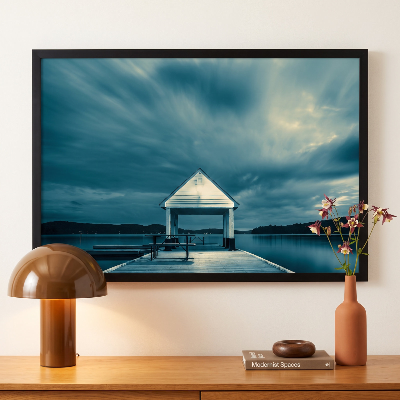 Rosseau Dock by Peter Dušek, 21" H x 30" W x 1.25" D, Black
