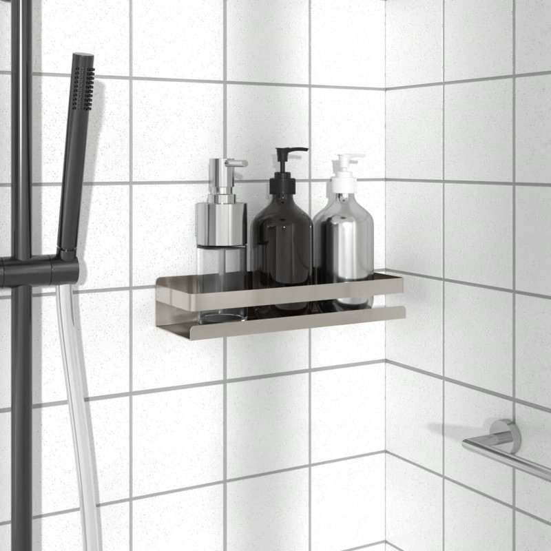 Tablette de douche Rebrilliant en acier inoxydable 304 brossé, H 2,4 po x l 11,8 po x P 3,9 po, Argent