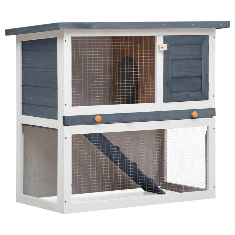 Jaron Weather Resistant Rabbit Hutch, Grey