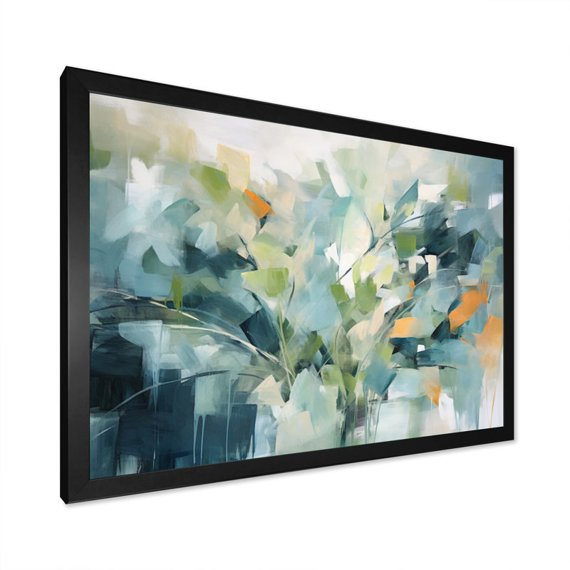 «Blue Botanical Garden III - Abstract Botanicals», art mural, Impression encadrée, H 34 po x l 44 po, Noir
