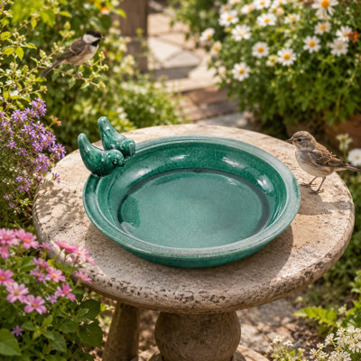 Bol pour bain d'oiseaux en céramique 11,8 po