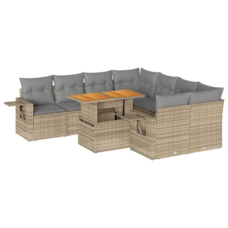  Ensemble de canapé de jardin beige, gris clair