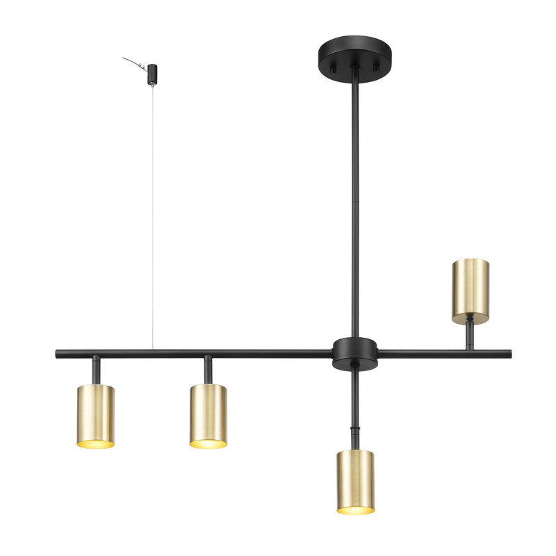 Ensemble de rail d'éclairage 4 lumières Jeremaiah, Or, H 29,9 po x L 5,88 po x P 5,88 po