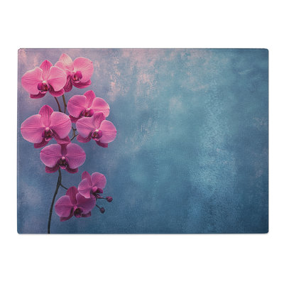 Orchid Flower Illustrated  Glass Chopping Board