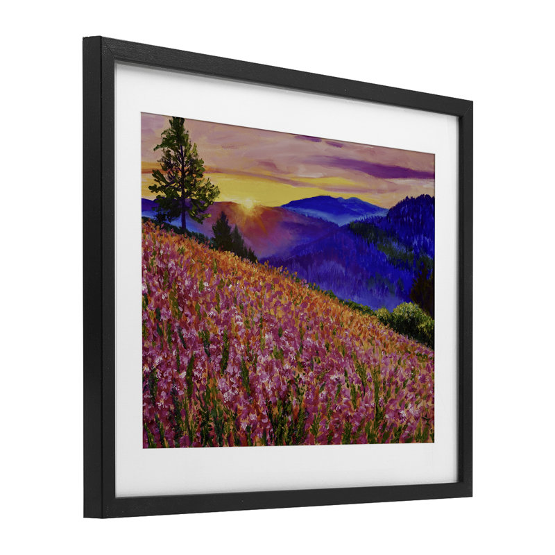 «Golden Moment» Hillside View, reproduction encadrée sous verre, conception de Lee Ann Zirbes, H 13 po x l 16 po
