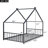 Twin Size Metal House Bed, Black-16233150