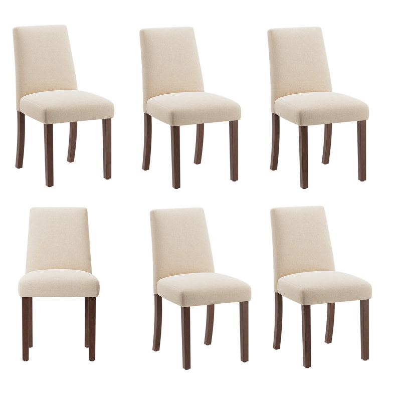 17.3'' Wide Modern Upholstered Fabric High Back Parsons Side Dining Chair with Solid Wood Legs, Beige