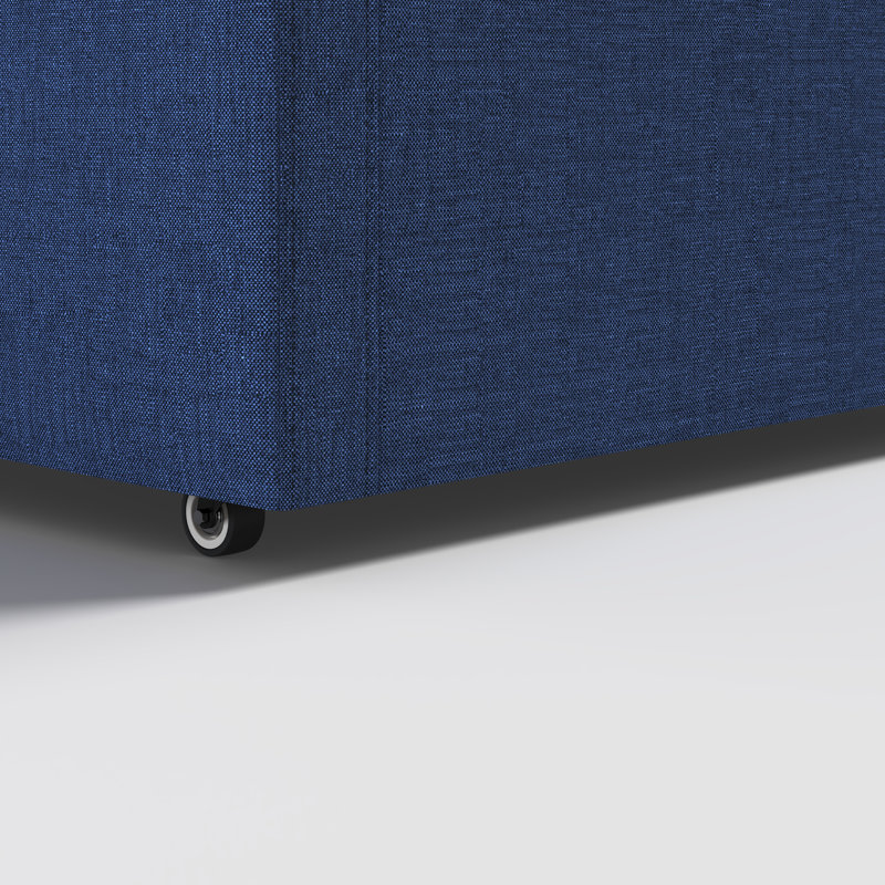 Chenille Upholstered  Down Blend Fill Armchair With Casters, Blue