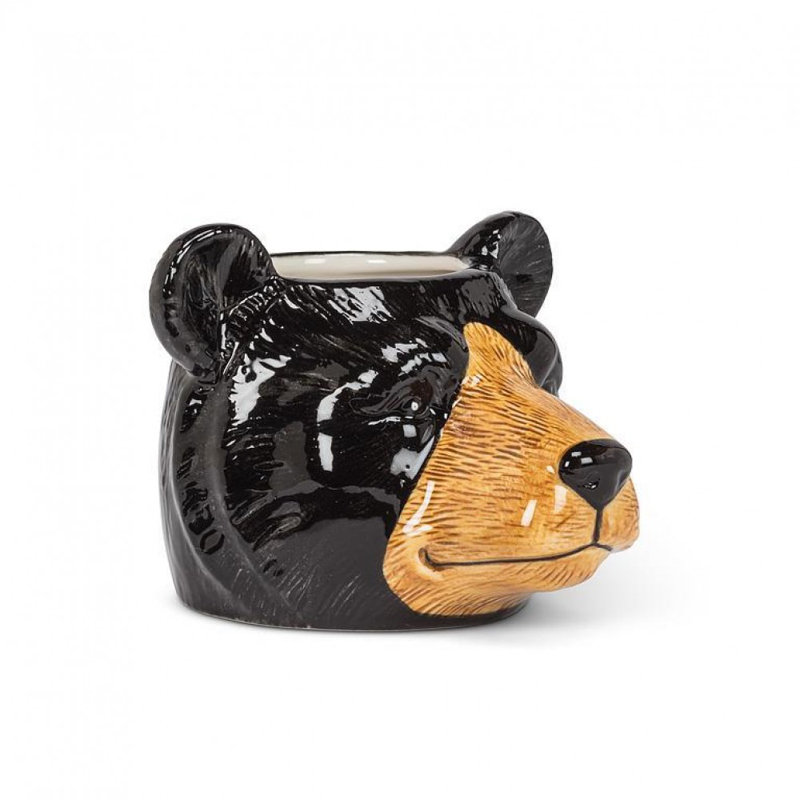 Pot à fleurs tête d'ours noir, H 2,50 po x l 3 po x P 3 po