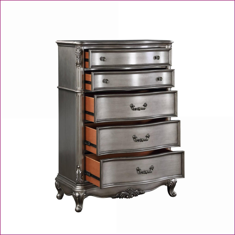 Coffres traditionnels platine antique avec beaucoup de rangement | Bois synthétique | Argent antique