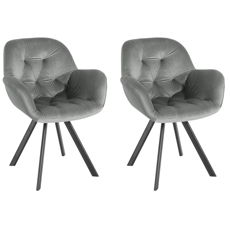 Aella Dinning Chair 2pack Grey Velvet, Grey