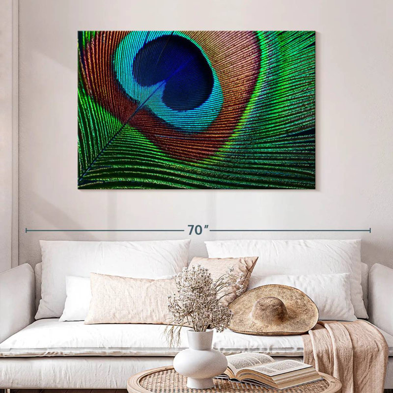 Fine Peacock Feather, 32" H x 48" W