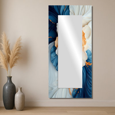 Abstrait pivoines aquatiques sur Marble River I - miroir mural floral - imprimé sur métal