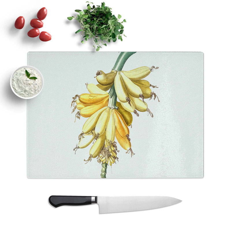 Tempered Glass Banana Plant Chopping Board, 28.5 cm W x 20 cm L