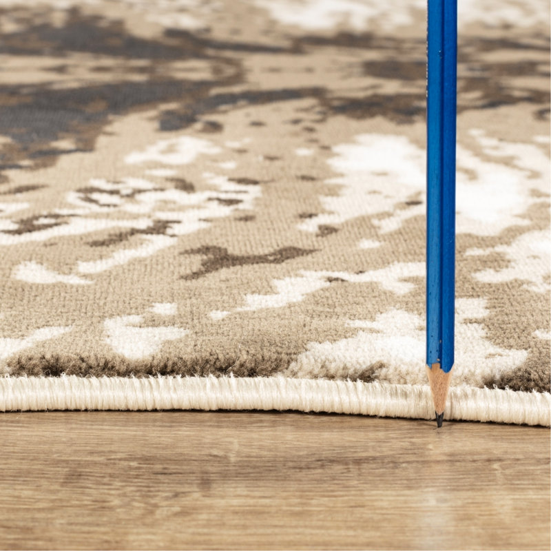 Tapis brun et brun, 5 pi X 7 pi., Fabriqué à la machine,, Espaces très passants, Style rustique, Texture 3D réaliste, Teinture, 0,43 po de hauteur, Par chalet, Rustique,