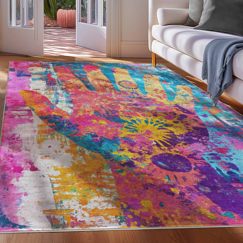 Abstract Aurora Bloom Multi Modern Abstract Area Rug, Rectangle 3'3" x 5'