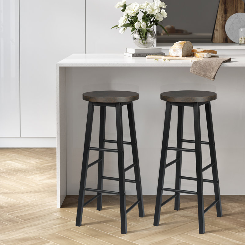 Haydenville Upholstered Counter Stool with Metal Frame, Black, Black/Rust