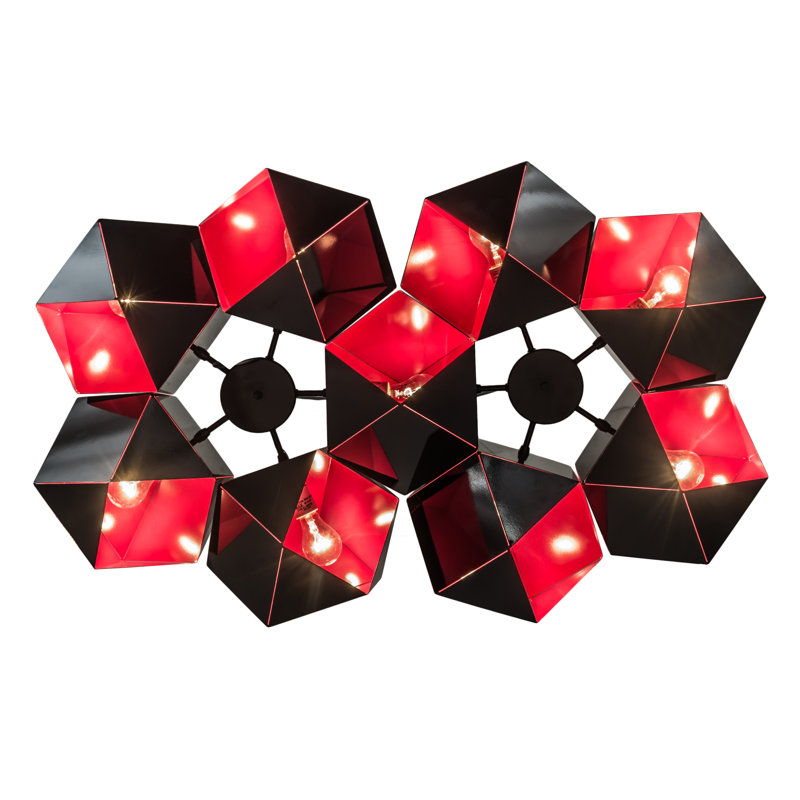 Vierzehn 9 - Light Chandelier, Mirror Black/Gold