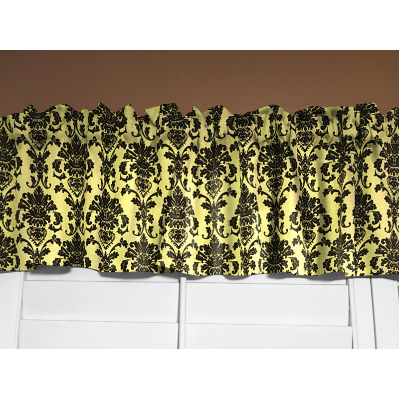Cantonnière florale en damas 58 po, L 58 po x L 16 po, Jaune citron