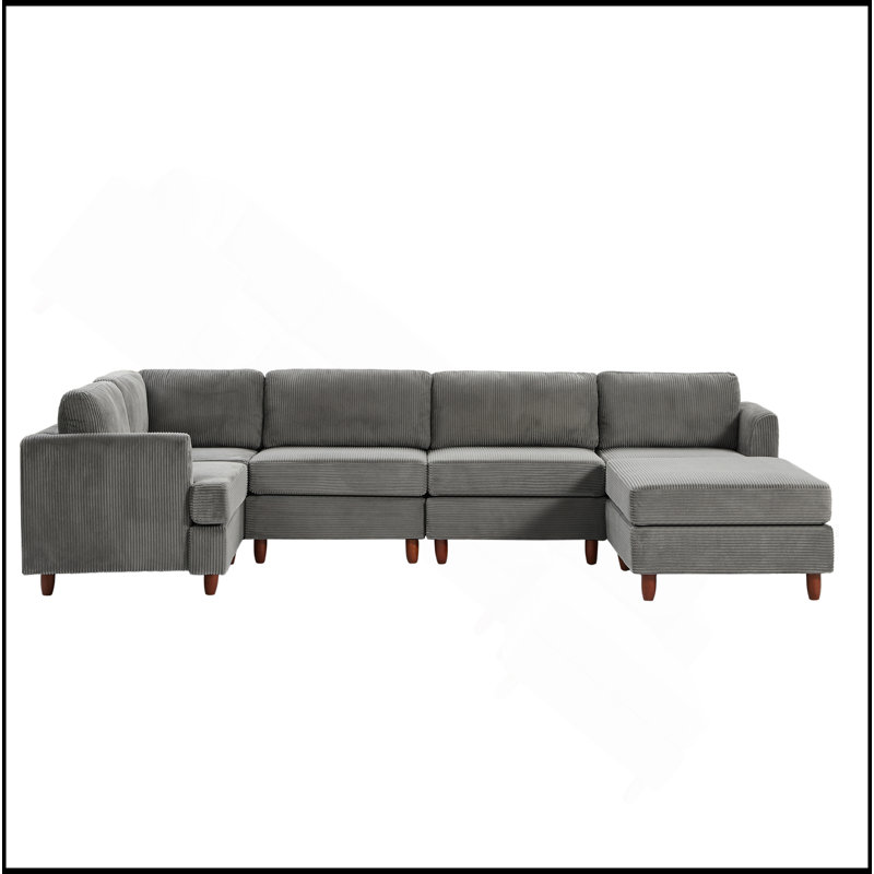 Canapé modulaire moderne, canapé convertible 6 places, Gris