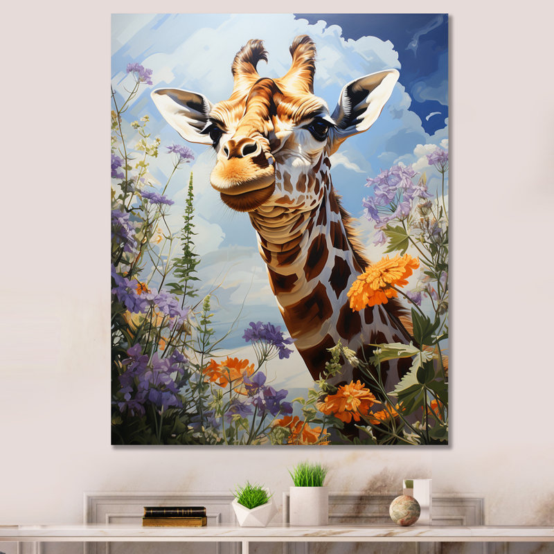 Girafe élégante, reproduction d'art sur toile, H 20 po x l 12 po x P 1 po, Toile tendue