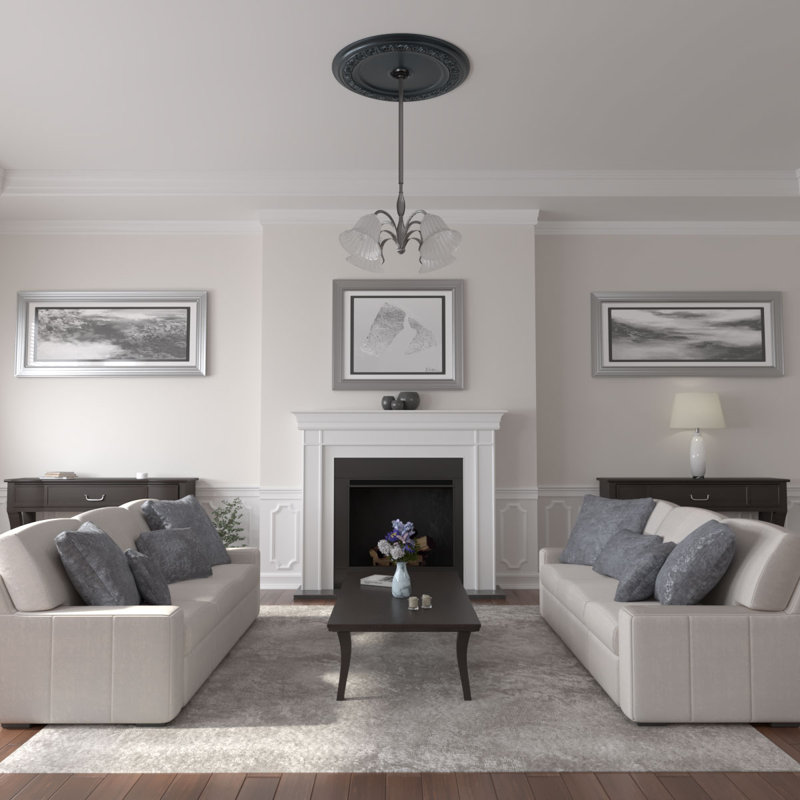 Médaillon de plafond Endurathane Milan, DE 47 5/8 po x P 2 3/4 po, pot peint à la main craquelé peint à la main, Belladone