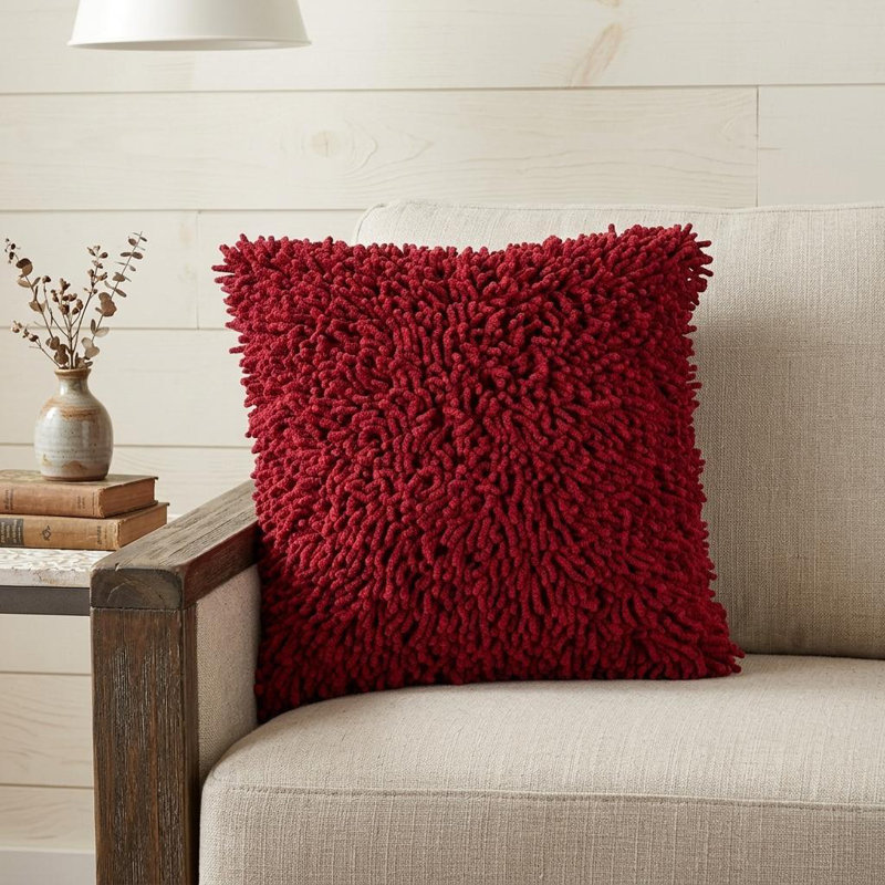 18" Red Cotton Throw Pillow