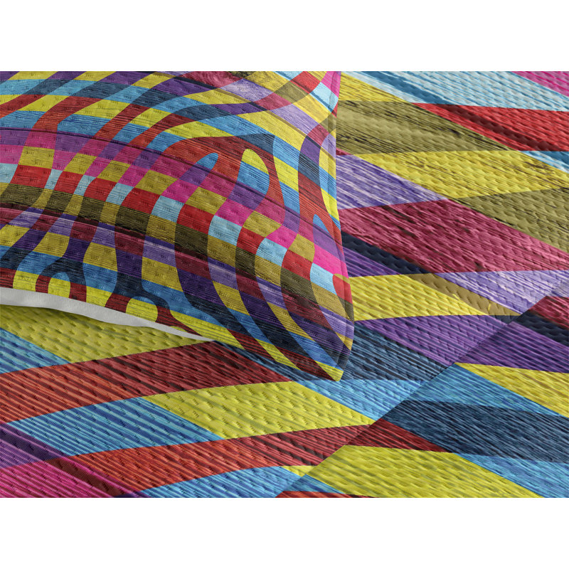 Rustic Polyester Striped Coverlet, Pink