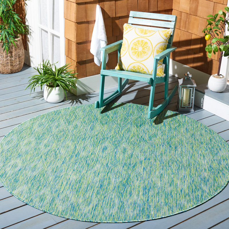 Tapis intérieur / extérieur vert Metcalfe, Rond 6 pi 7 po