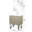 Meuble-lavabo rustique 30 po Large avec comptoir en quartz teinté, robinet en or rose et miroir rond de 28 po x P 20 po pour comptoir blanc pour salle de bain, avec rebord éclairé