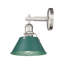 Meuble-lavabo de salle de bain 1 lumière Orwell en laiton vieilli avec pin vert-153687737