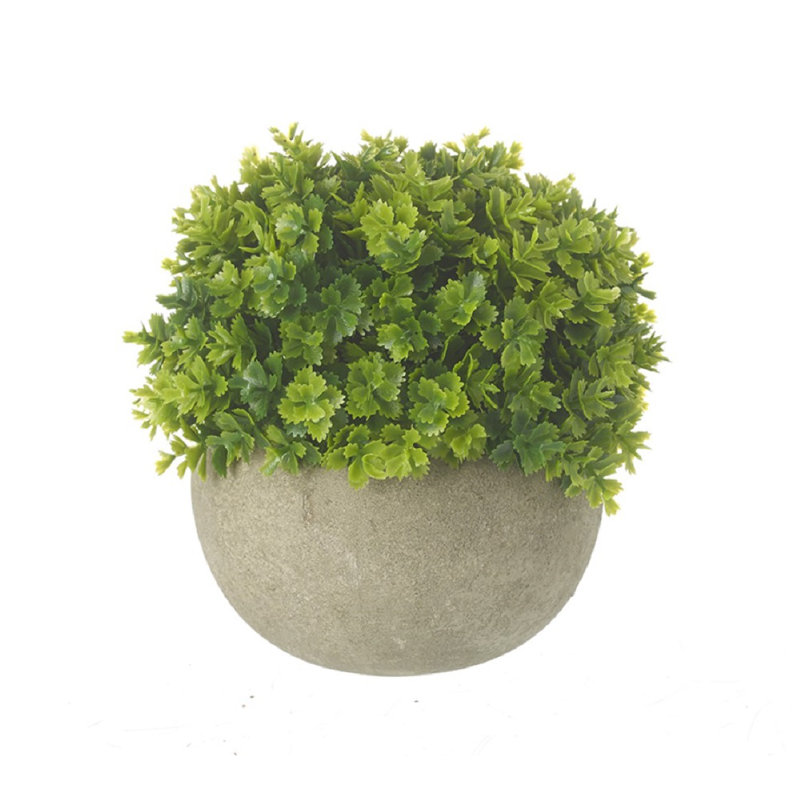 13cm Faux Eucalyptus Plant in Cement Pot, Green