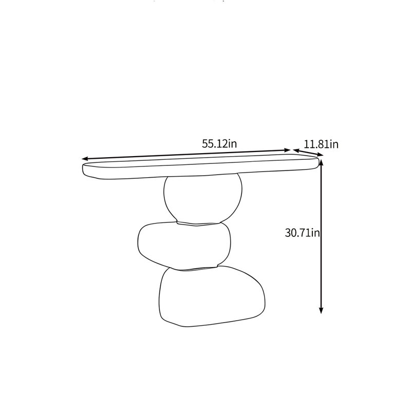 Yishaï, H 30,71 po x l 55,12 po x P 11,81 po, Noir