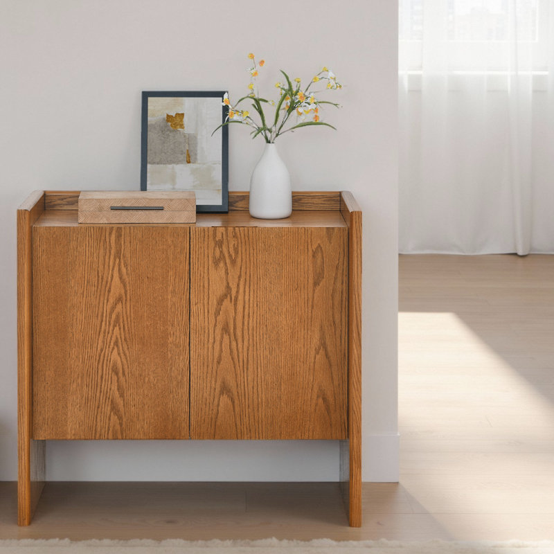 Buffet Mid-Century 34 po en noyer de style rustique moderne
