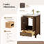 Meuble-lavabo Gela 23,6 po à lavabo simple, couleur brun vieilli épicéa, avec lavabo encastré en céramique blanche.-135457521