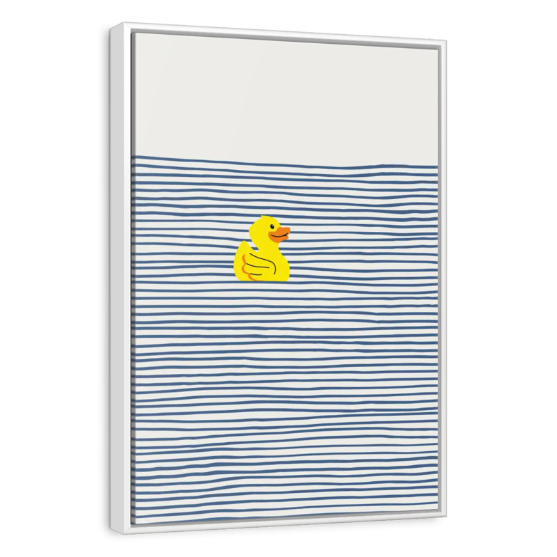 Yellow Rubber Duck, 9" x 13", Floating Frame White