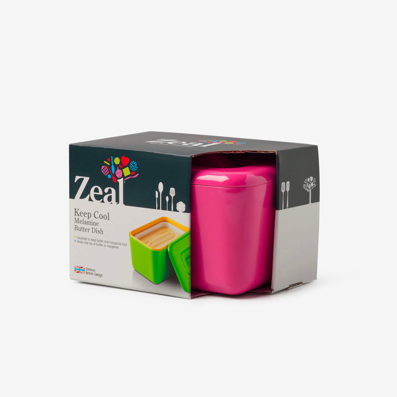 Zeal Melamine Butter Dish, Neon Pink