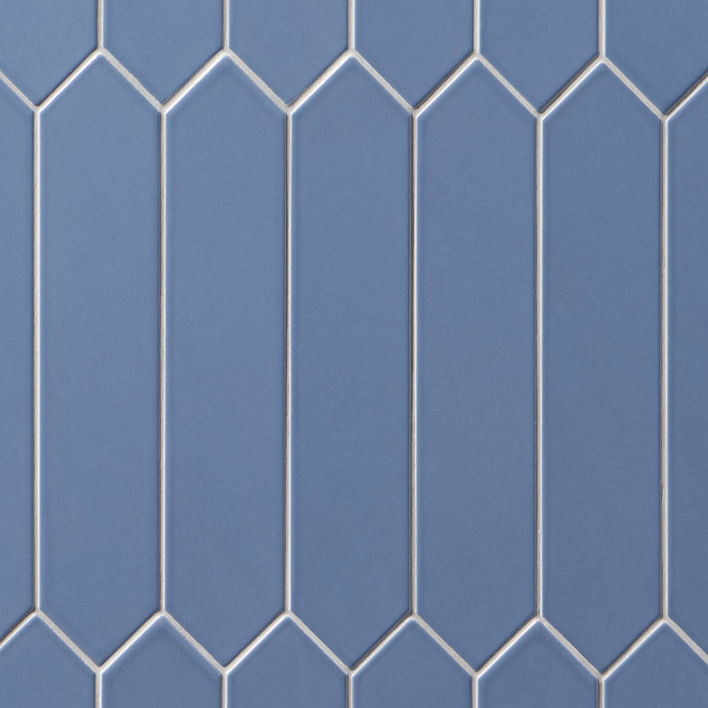 Lois 2.6" x 13" Ceramic Elongated Hexagon Picket Wall Tile, Blue