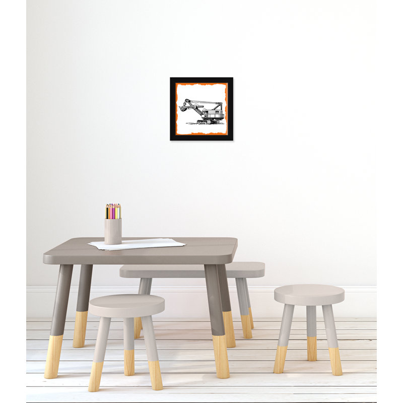 Avertissement 3 enfants, impression sur papier, H 14 po x l 14 po x P 0,63 po, Cadre noir